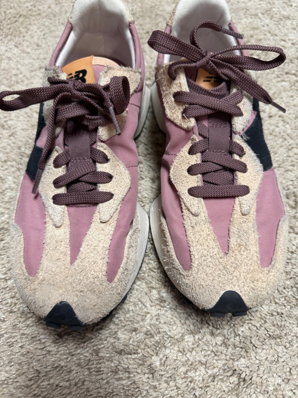 New Balance 327 Women’s Pink Suede & Mesh Sneakers - Picture 2 of 11